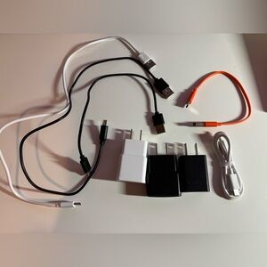 2 Samsung, 1 Sony AC Adapters, 5 Type-C to usb-A cables (various lengths)